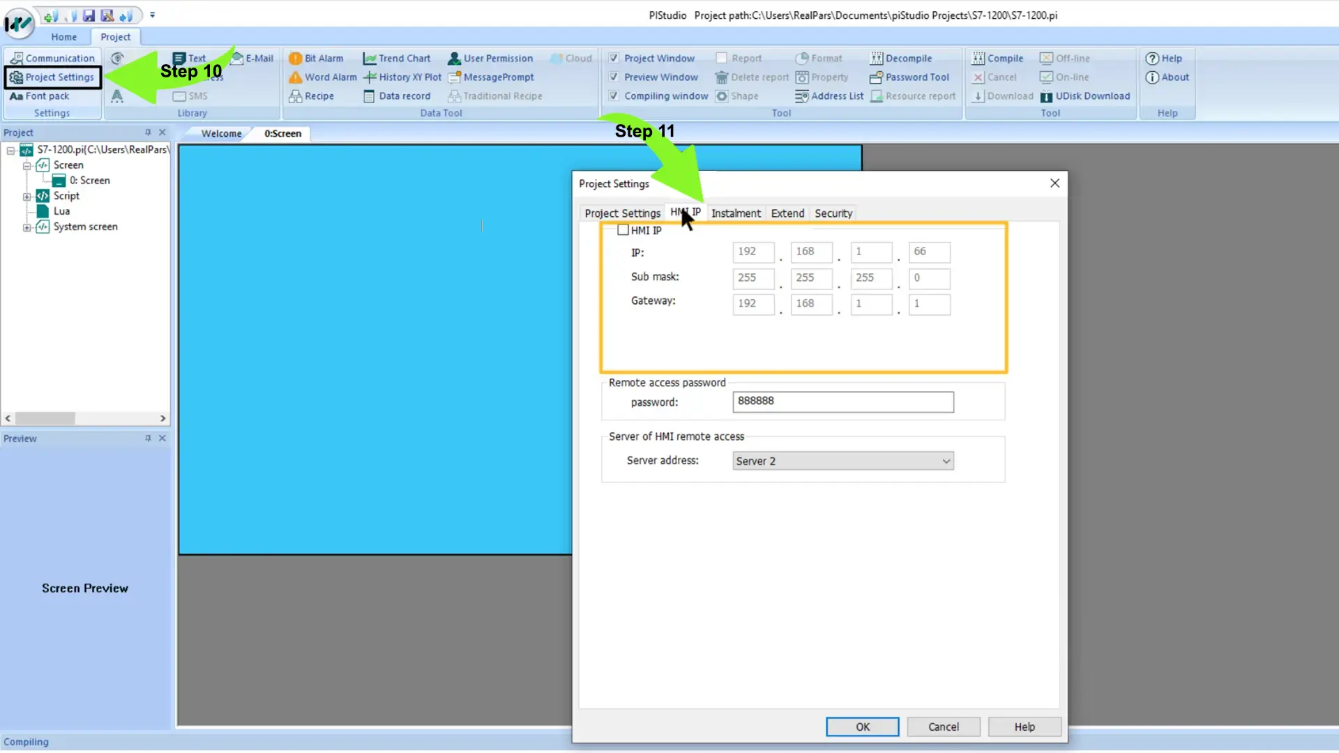 Specify-the-IP-address-of-the-HMI-in-piStudio - plc - Siemens PLC