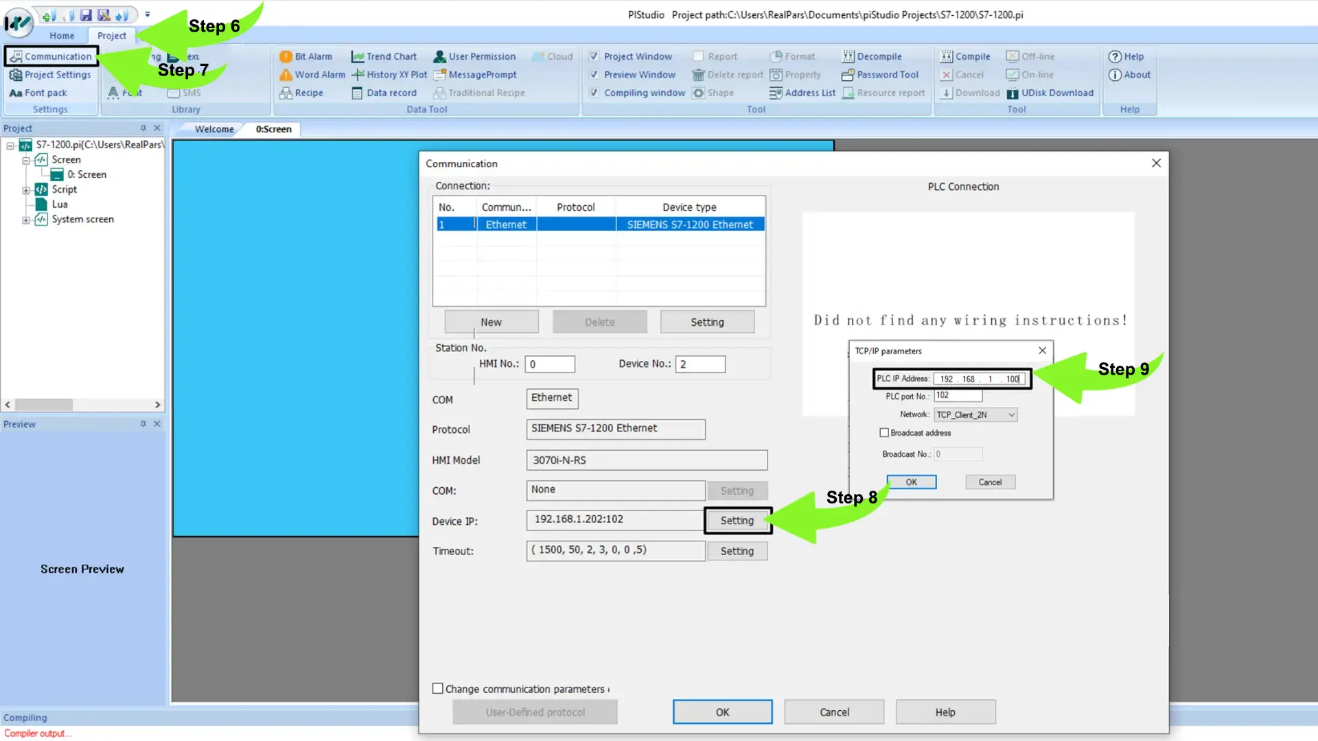 Specify-the-IP-address-of-the-PLC-in-piStudio - plc - Siemens PLC