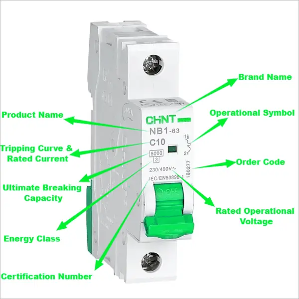 Nameplate Information Breakdown - Nameplate of Miniature Circuit Breaker